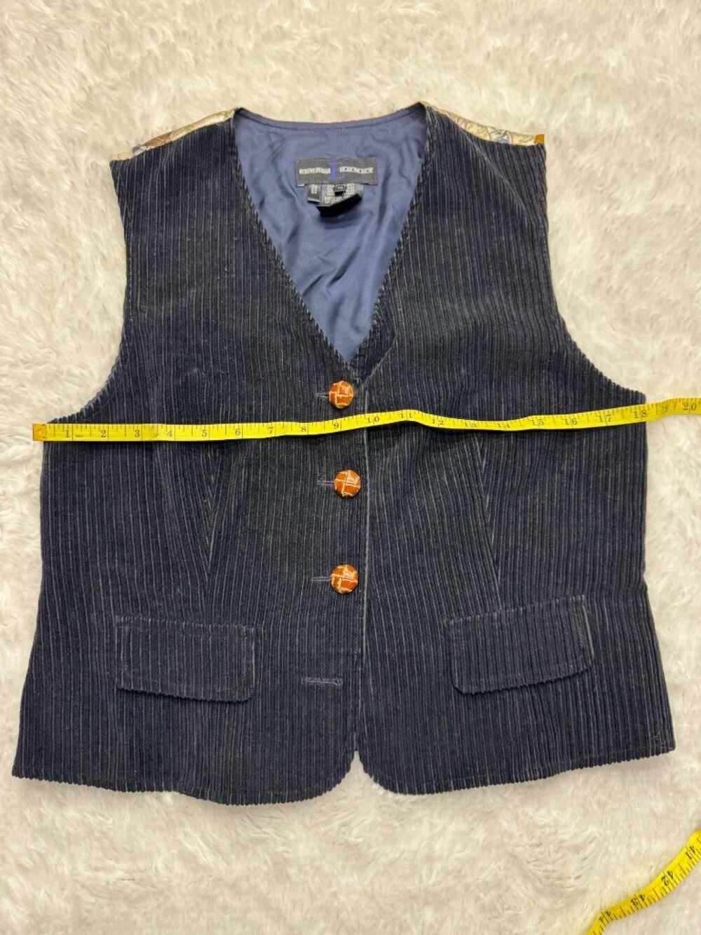 Vintage 90's Escada Sport Blue Corduroy Button Down Vest Size 38 ( US 8) - Picture 11 of 12
